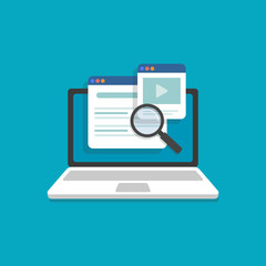 Search through the computer Flat design modern vector illustration concept