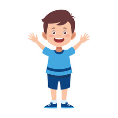 Poster - cartoon boy happy icon, flat design