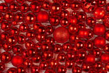 Beautiful Christmas Background With Red Shiny Baubles, Copy Space