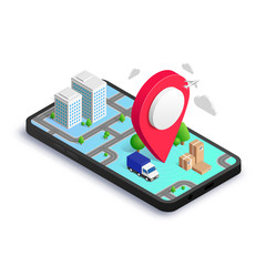 Wall Mural - GPS city delivery map isometric app concept