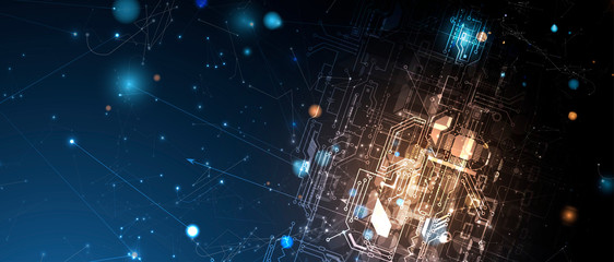 Abstract circuit board futuristic technology processing background
