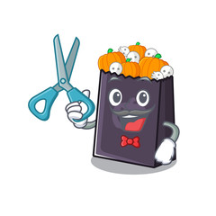 Sticker - Barber halloween bag mascot isolated with cartoon