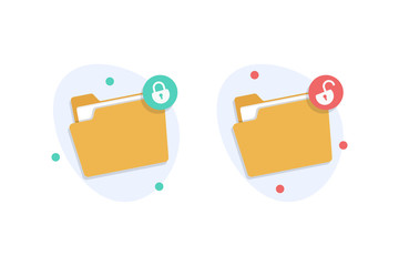 Wall Mural - folder locked and unlocked icon,unlocked data