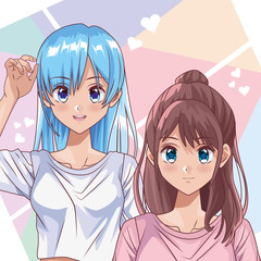 Wall Mural - young girls hentai style characters