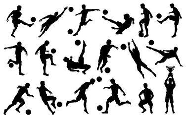 Wall Mural - Silhouettes Soccer Players in Various poses