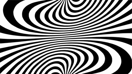 Wall Mural - Vector - Black and white abstract  striped illusion.