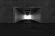 Beton Tunnel mit hellem Licht am Ende. 3D Rendering