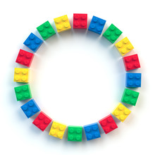 Circle Frame Of Colored Toy Bricks