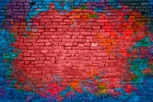 Paint Splash, Graffiti Brick Wall, Colorful Background