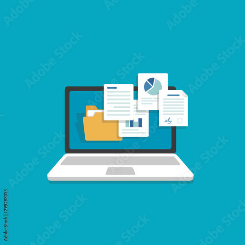 Fotomural Laptop and document files,Files Attachment Email,Online communication