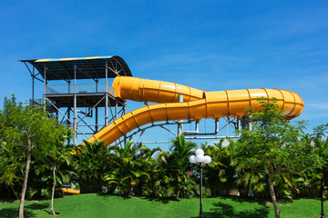 attraction with water pipe in aqua park