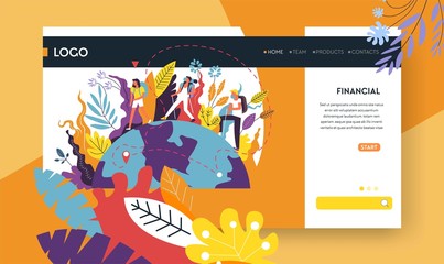 Wall Mural - traveling and tourism web page template hiking and camping
