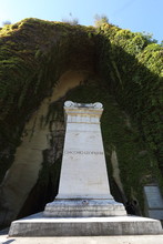 Naples, Italy - October 13, 2019: The Tomb Mausoleum Of Giacomo Leopardi In The Vergiliano Park In Piedigrotta