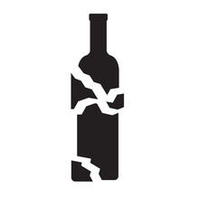 Broken Wine Bottle Icon- Vector Illustration