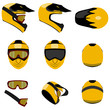 © yuakimov - Set of motocross helmets different angles view isolated vector illustration