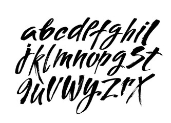 Wall Mural - vector acrylic brush style hand drawn alphabet font. calligraphy alphabet on a white background