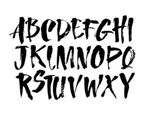 Wall Mural - vector acrylic brush style hand drawn alphabet font. calligraphy alphabet on a white background