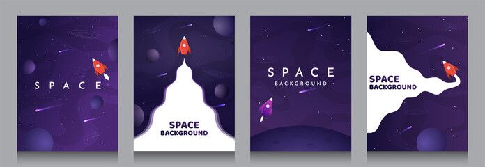 vector illustration in abstract flat style. minimalistic color space. space exploration concept. a4 
