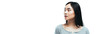 © LIGHTFIELD STUDIOS - panoramic shot of asian girl looking away isolated on white