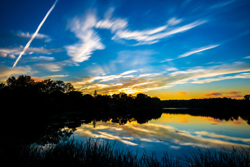 Wall Mural - An epic New England Sunset - Ell Pond Melrose Massachusetts.