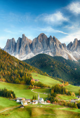 Canvas Print - Beautiful landscape of Italian dolomites - Santa maddalena