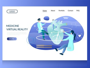 Wall Mural - medicine virtual reality vector website landing page design template