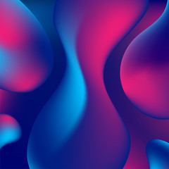 Wall Mural - Abstract blue and purple liquid wavy shapes futuristic background. Glowing retro waves vector design