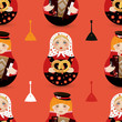 Colorful seamless pattern with traditional russian doll Matryoshka