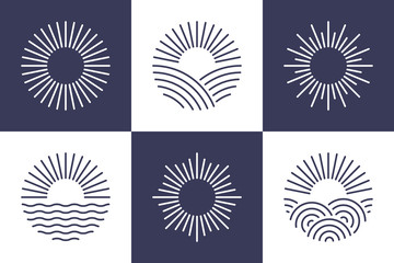 sun logotype collection. isolated abstract round shape logo set. modern, simple flat vector illustra