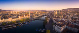 Fototapeta Londyn - Aerial view of Zurich and River Limmat, Switzerland