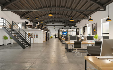 render of working space, office interior