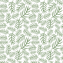 Simple Vector Pattern For Winter And Christmas Product Design With Green Cartoon Pine Branches