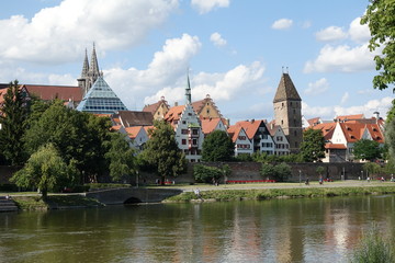 Poster - Donau in Ulm mit Münster und Metzgerturm