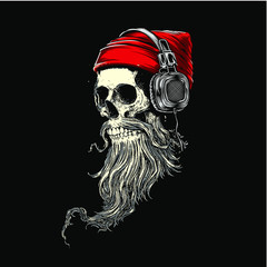 skull with santa hat TSHIRT DESIGN