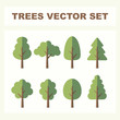 Set of abstract stylized trees for parks and forest. Natural illustration.