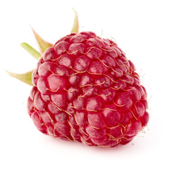 Wall Mural - one ripe raspberry isolated on white background close up