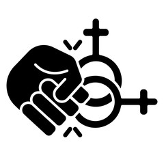 Poster - Abuse of females glyph icon. Corrective rape. Punishment for orientation. Sexual harassment of woman. Hate crime against lesbians. Silhouette symbol. Negative space. Vector isolated illustration