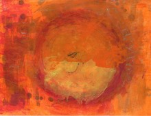 Abstract Orange Painting With Lots Of Organic Textures. 