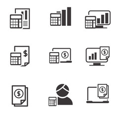 Canvas Print - Set of accounting icon with simple black design. Accounting icon, accountant icon 