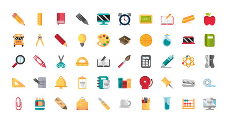 Canvas Print - school and education supplies icons set