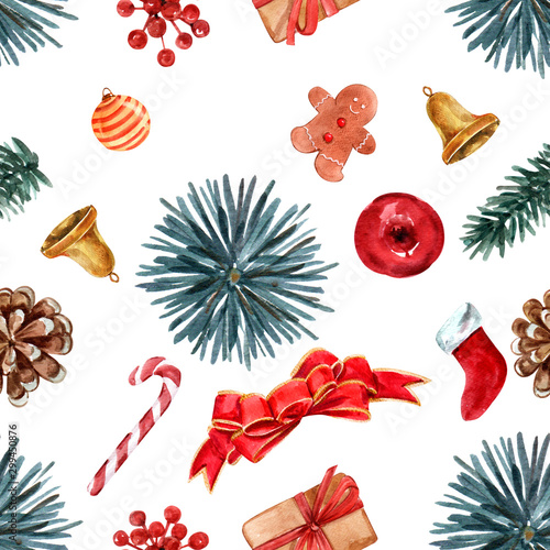 seamless pattern with Christmas flowers