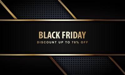 Wall Mural - black friday banner with modern and luxury style of gold and black color combination. designed for w