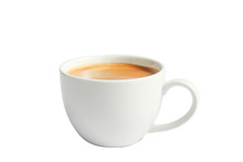 Isolate Hot Coffee In White Mug Cup On White Background.