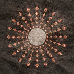 Wall Mural - radial rhombus in circle form. fireworks explosion background. circular design element. abstract geo
