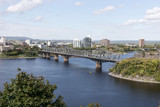 Fototapeta Miasto - View at the Alexandra bridge over Ottawa river in Ottawa. Ontario. Canada