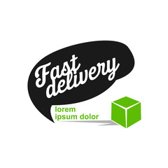 Wall Mural - Fast delivery goods cargo food grab business simple minimalist design, green box icon.