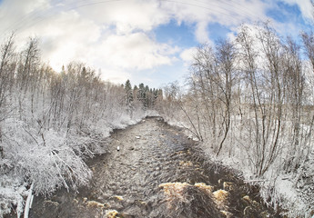 Canvas Print - river in the winter. Russia