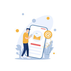 Wall Mural - notification of a new email on mobile phone or smartphone. mail icon,email and small individuals