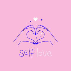 Wall Mural - heart made with hands - self love concept