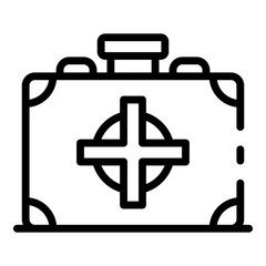 Sticker - First aid kit icon. Outline first aid kit vector icon for web design isolated on white background
